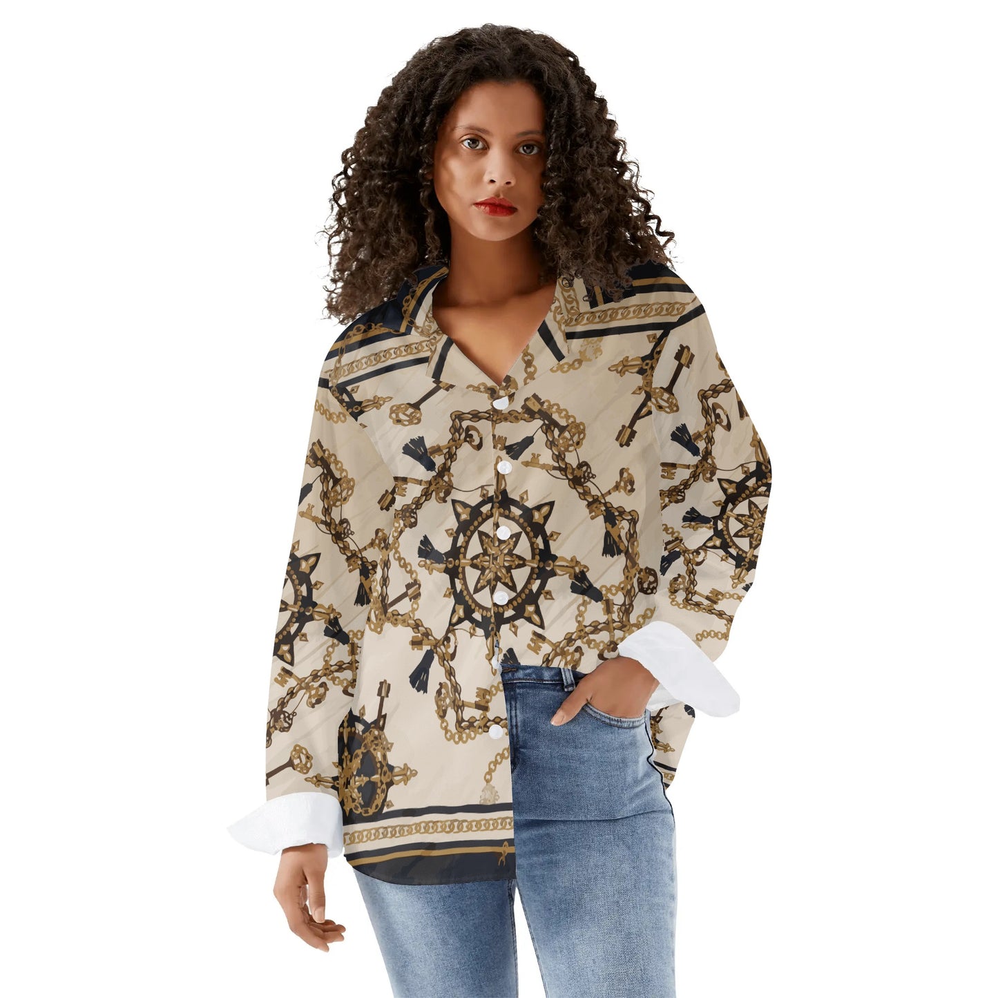 Sailor Jerri Womens Long Sleeve Button Down Shirt - HipHatter