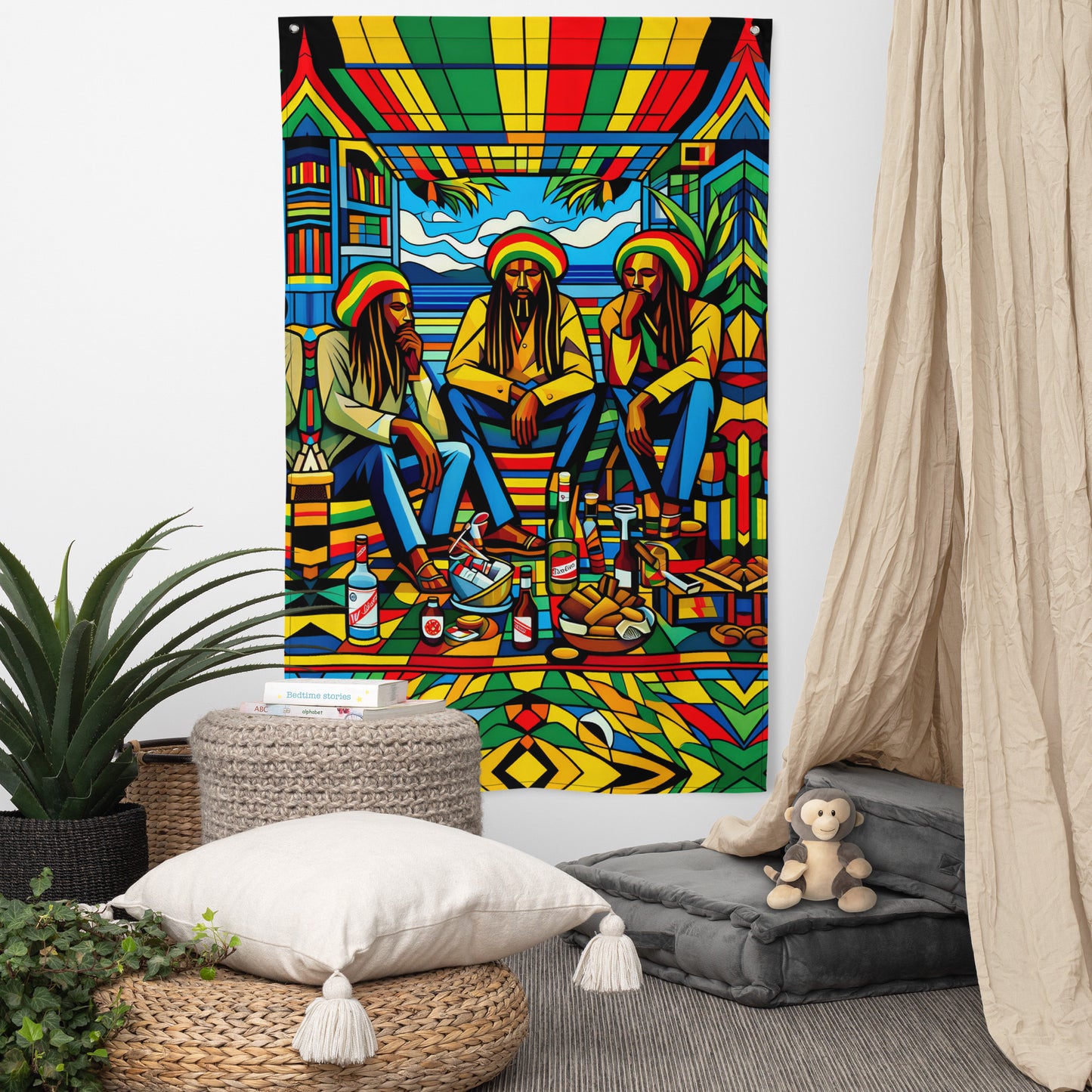 Three Wise Rasta Men Decorative Flag Drape - HipHatter