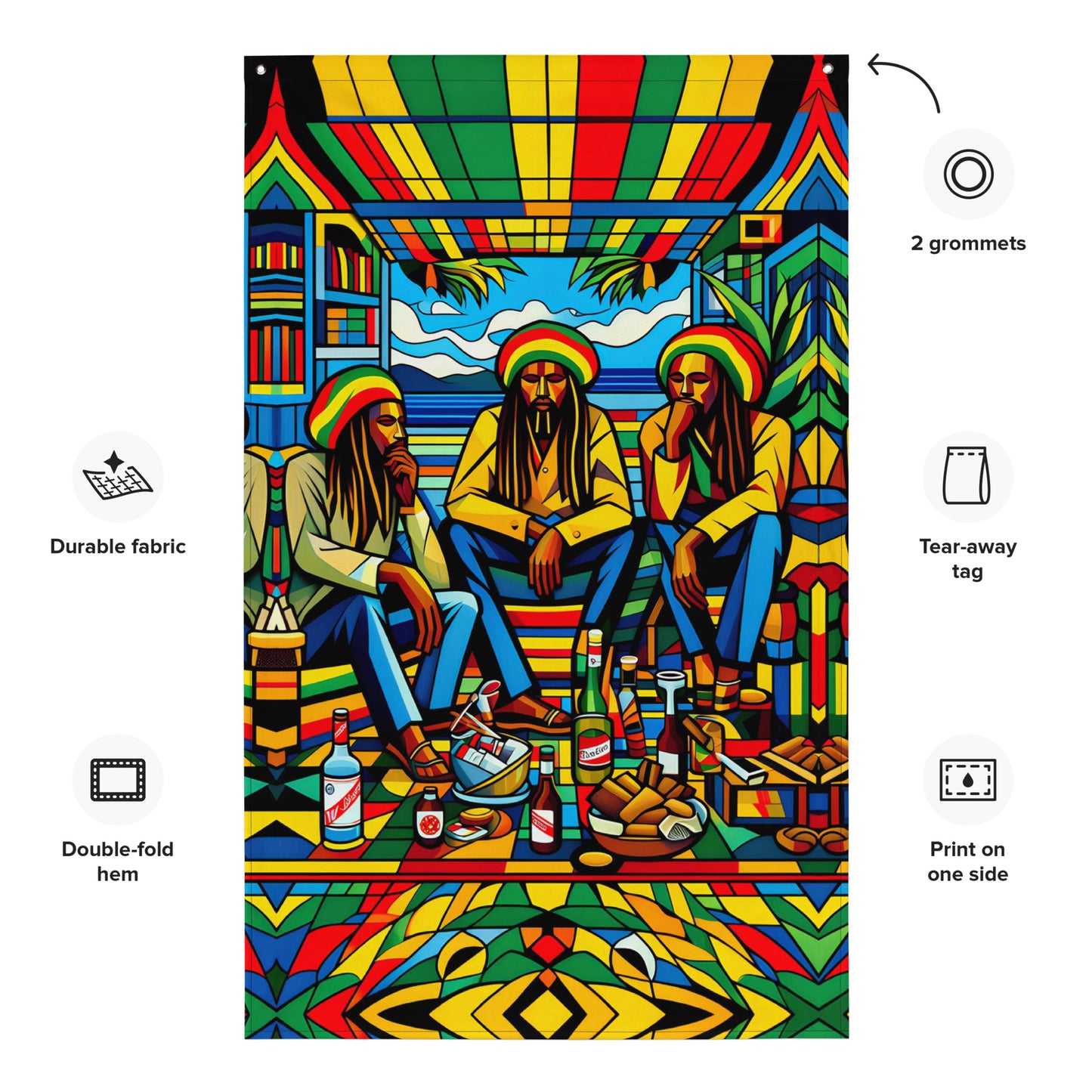 Three Wise Rasta Men Decorative Flag Drape - HipHatter