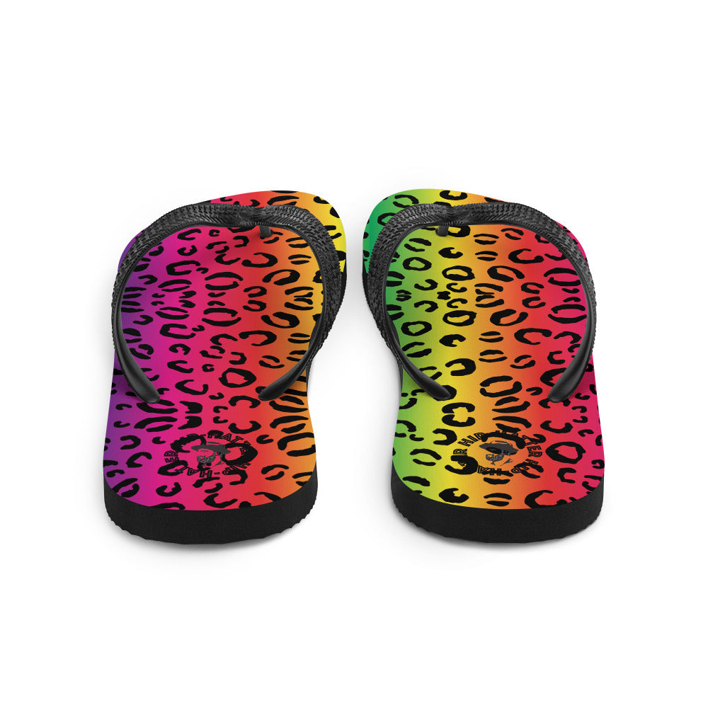 Rainbow Leopard Flip-Flops- Hip-Hatter