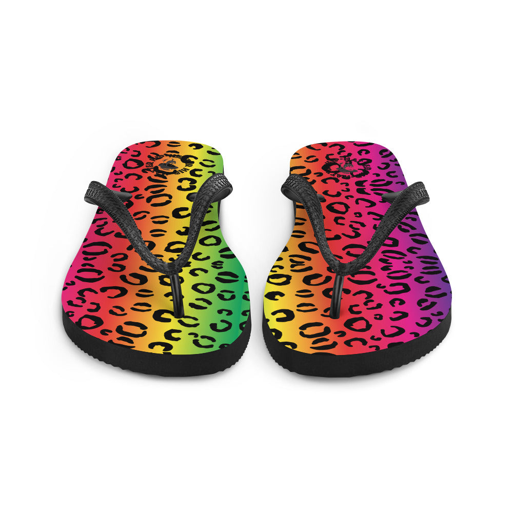 Rainbow Leopard Flip-Flops- Hip-Hatter
