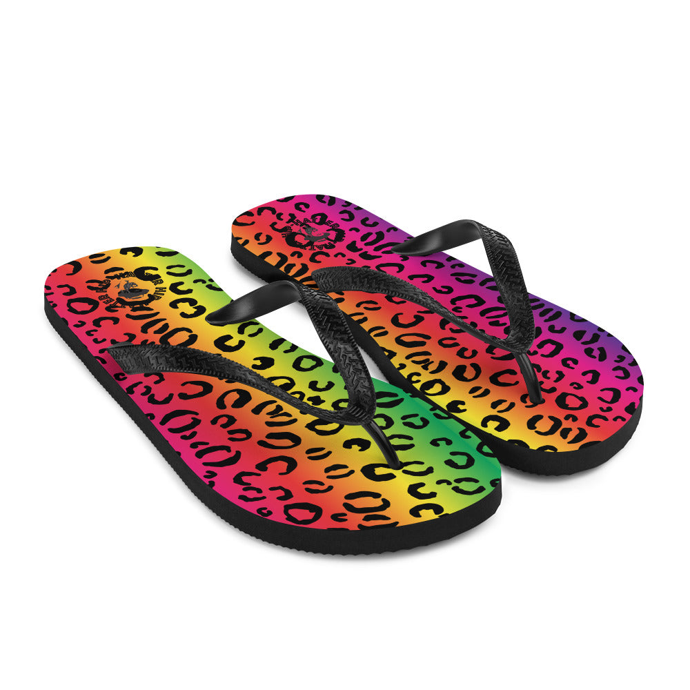 Rainbow Leopard Flip-Flops- Hip-Hatter