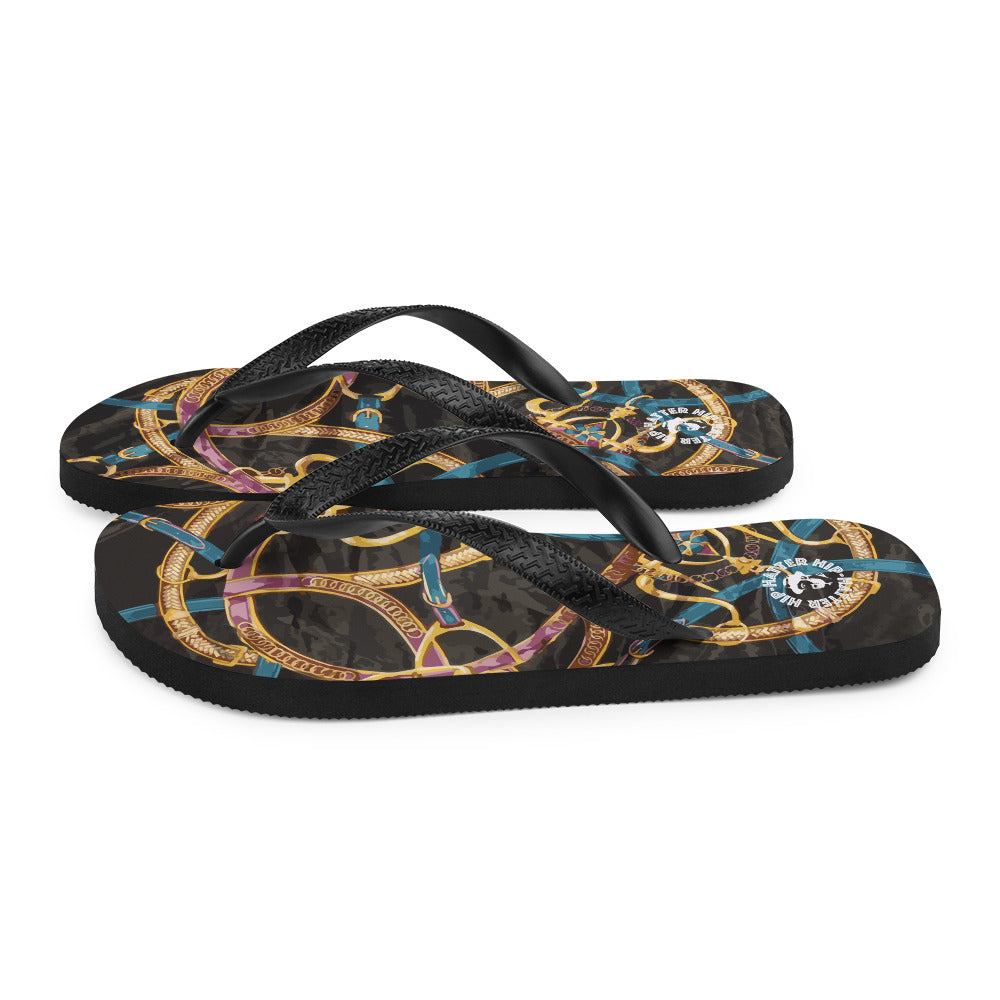 Black Equestrian Flip-Flops - Hip-Hatter