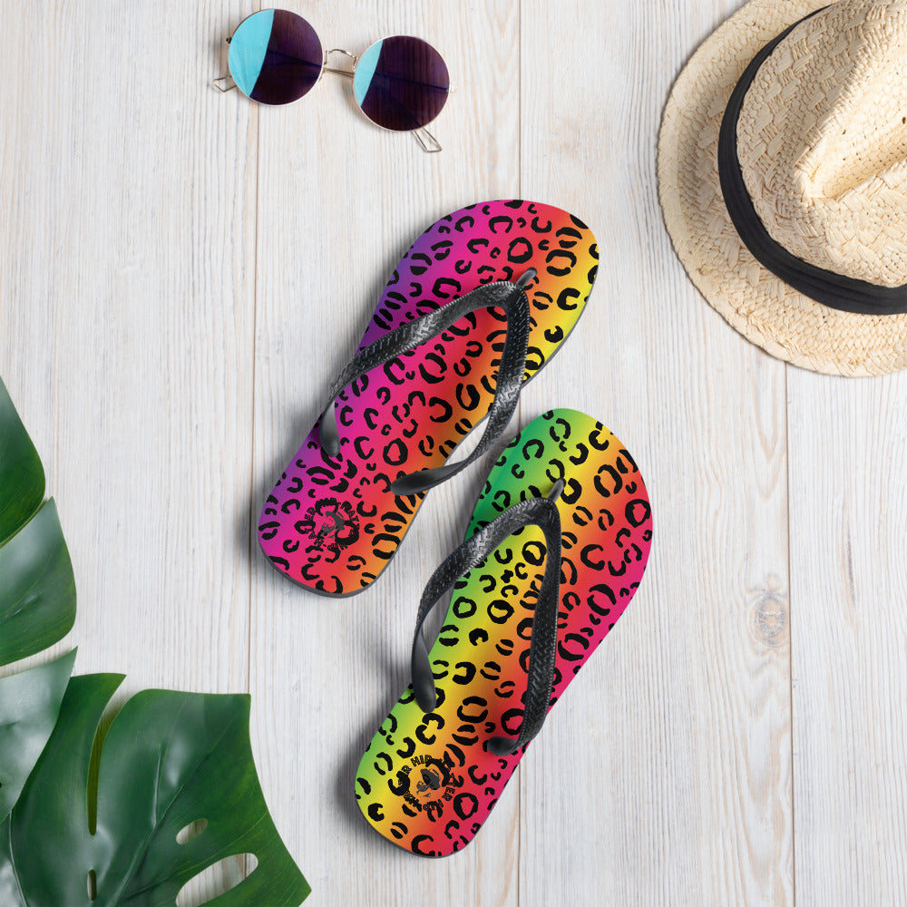 Rainbow Leopard Flip-Flops- Hip-Hatter