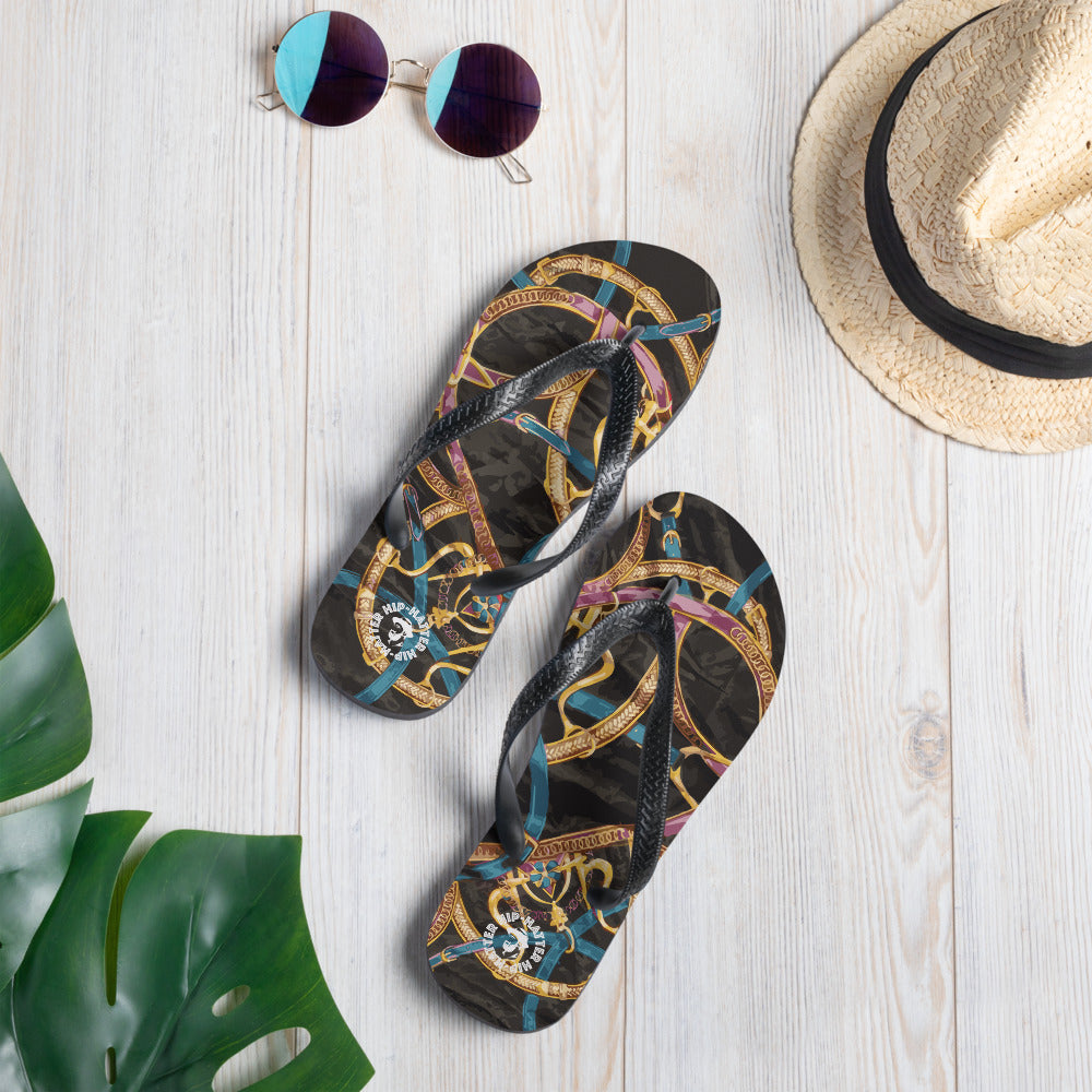 Black Equestrian Flip-Flops - Hip-Hatter