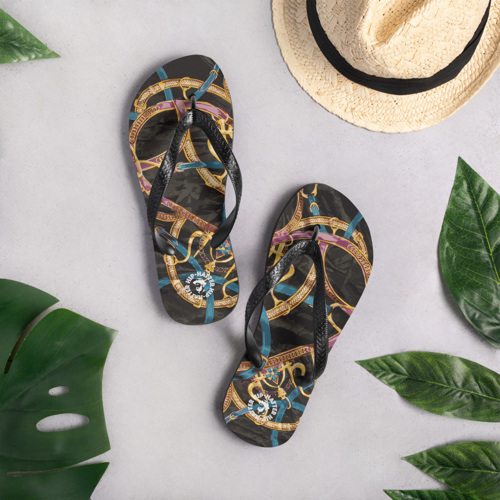 Black Equestrian Flip-Flops - Hip-Hatter