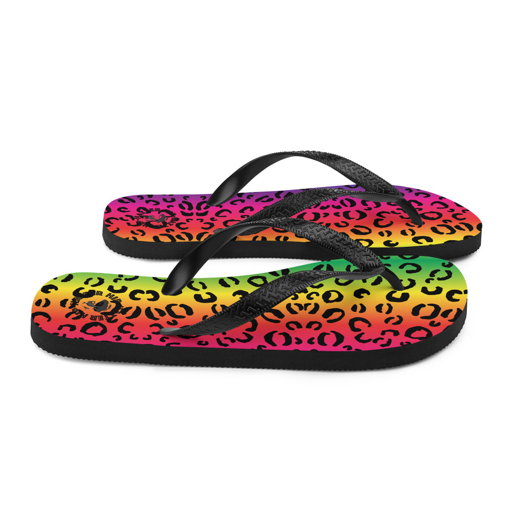 Rainbow Leopard Flip-Flops- Hip-Hatter