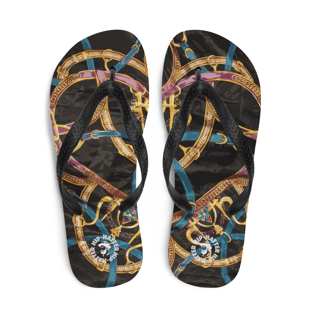 Black Equestrian Flip-Flops - Hip-Hatter