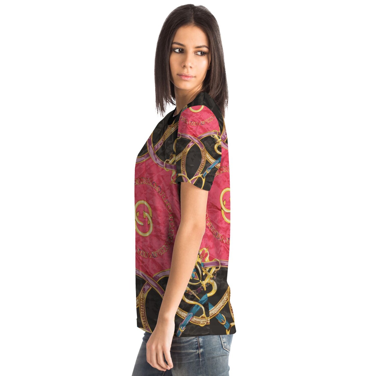 Luxury Pink Scarf Print T Shirt - HipHatter