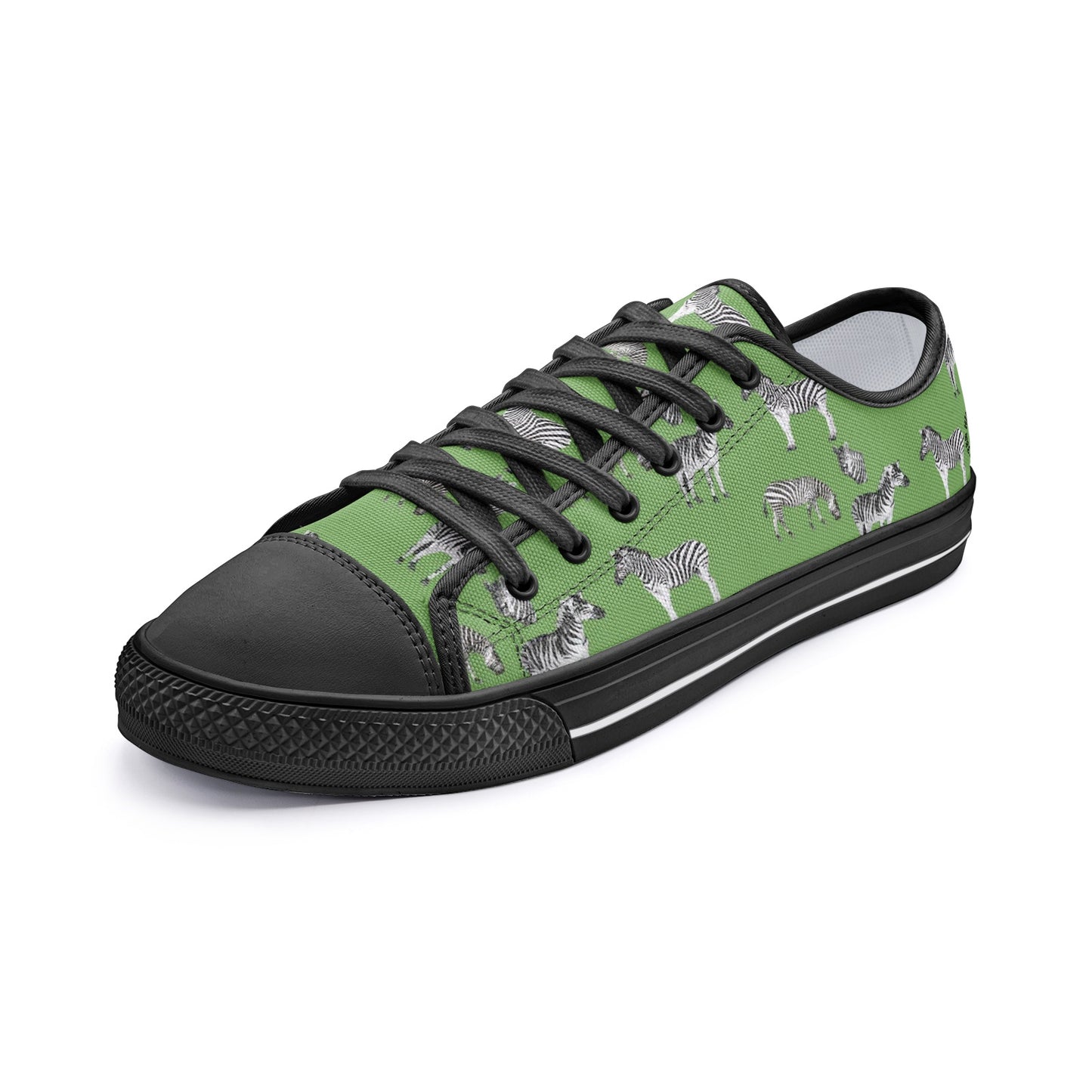 Green Zebra Print Low Top Canvas Shoes - HipHatter