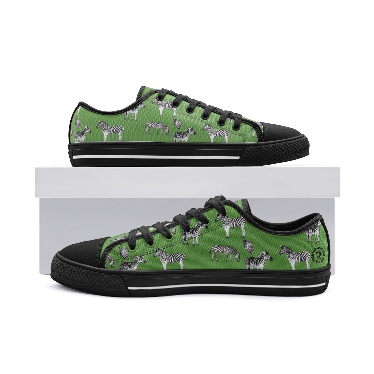 Green Zebra Print Low Top Canvas Shoes - HipHatter
