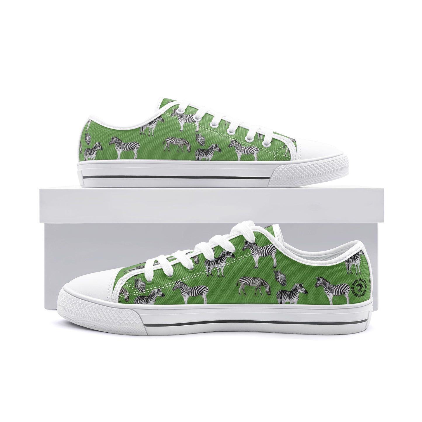 Green Zebra Print Low Top Canvas Shoes - HipHatter