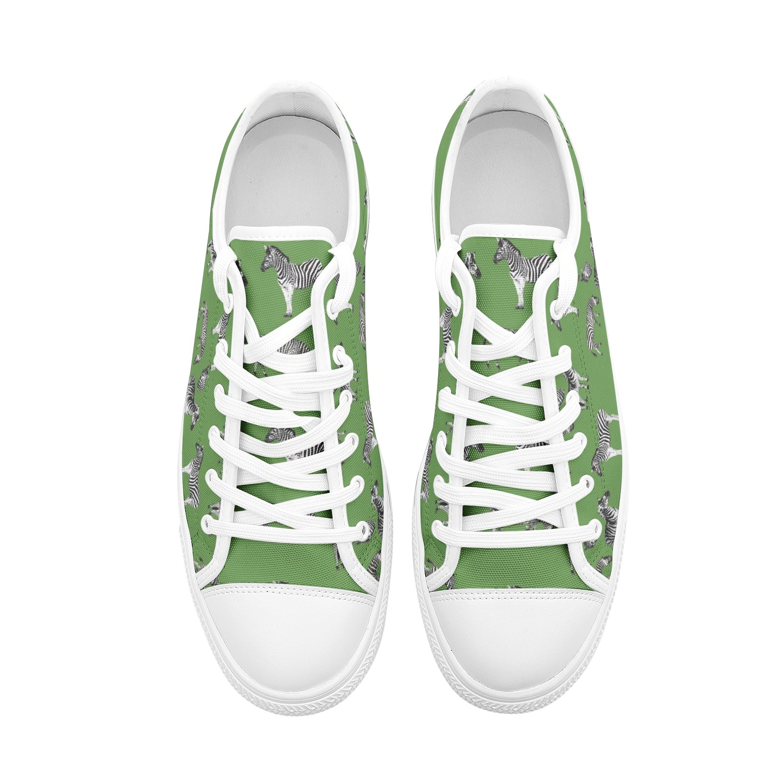 Green Zebra Print Low Top Canvas Shoes - HipHatter