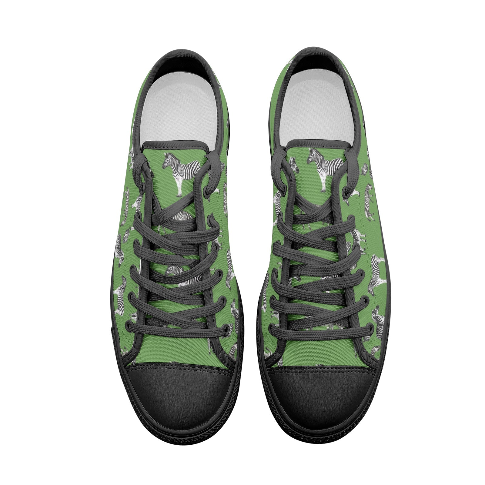 Green Zebra Print Low Top Canvas Shoes - HipHatter