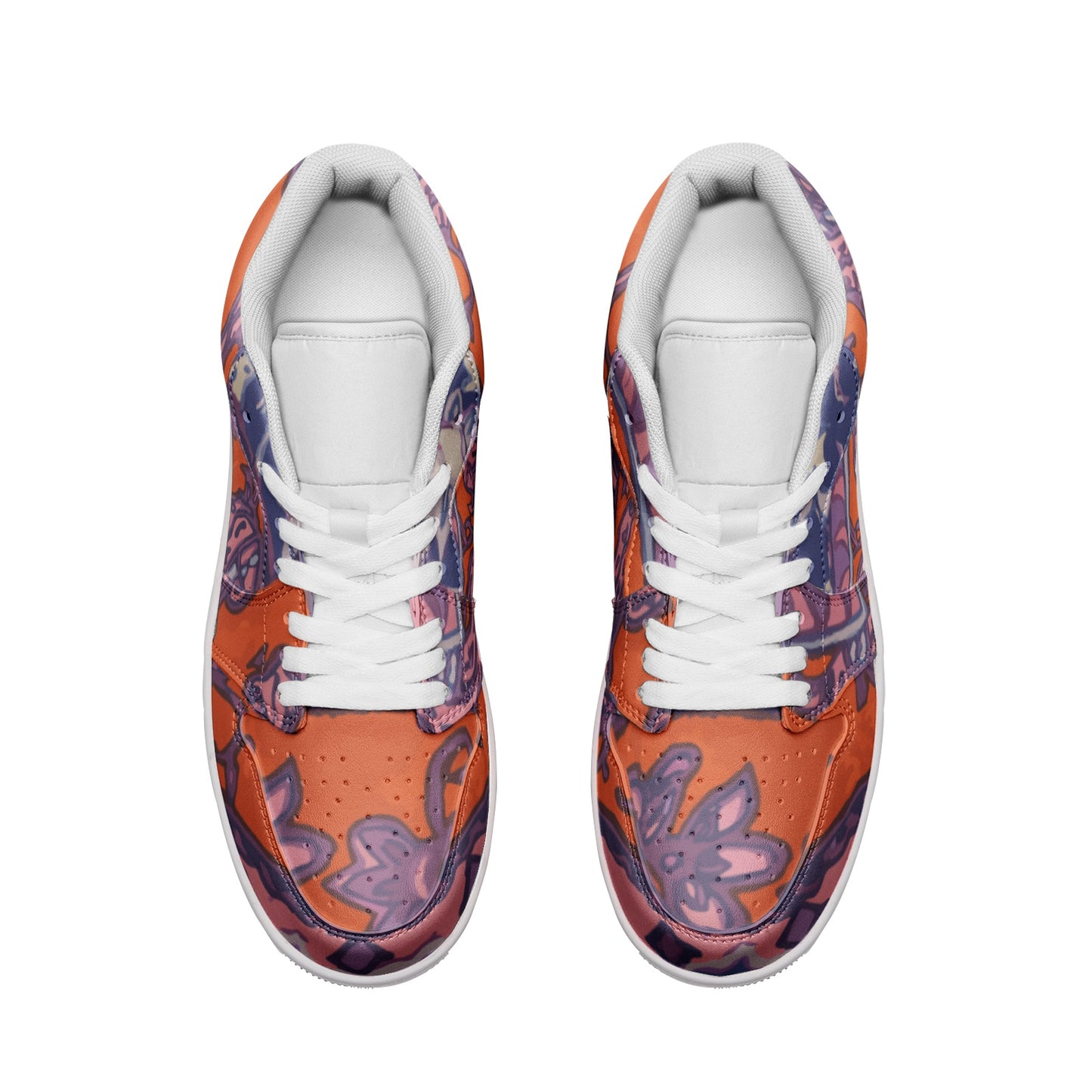 Orange Paisley Unisex Low Top Leather Sneakers - HipHatter