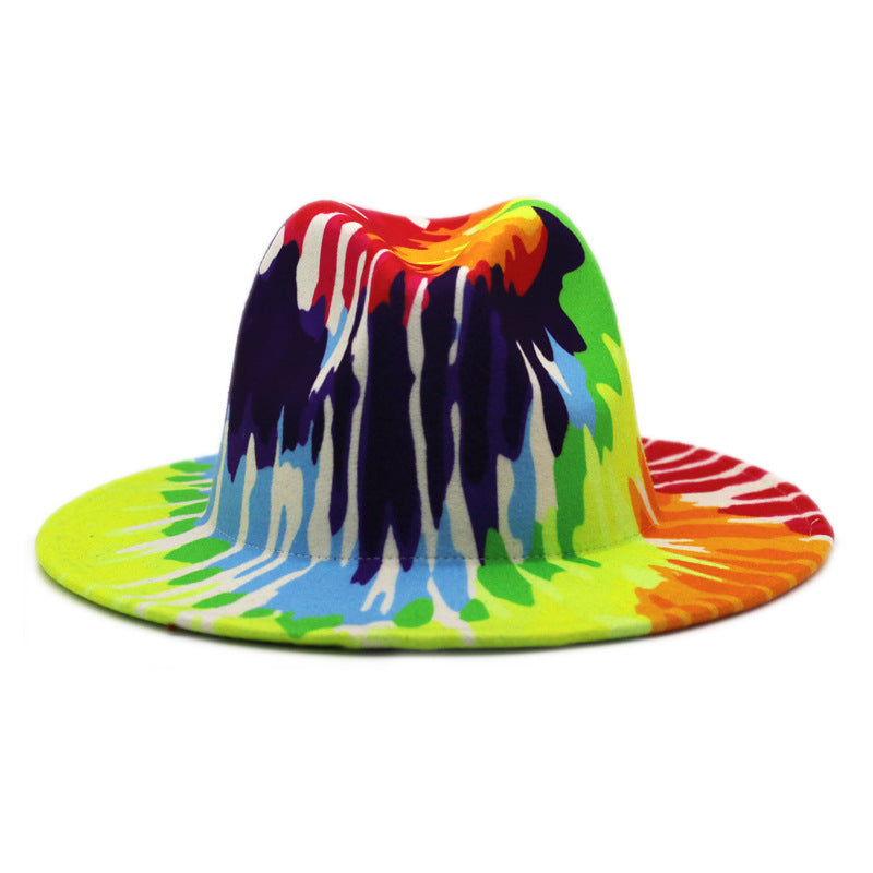 Paint Splash Wide Brim Fedora Hats - HipHatter