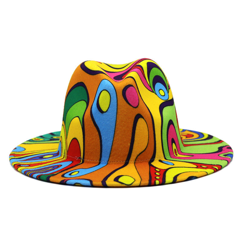 Paint Splash Wide Brim Fedora Hats - HipHatter