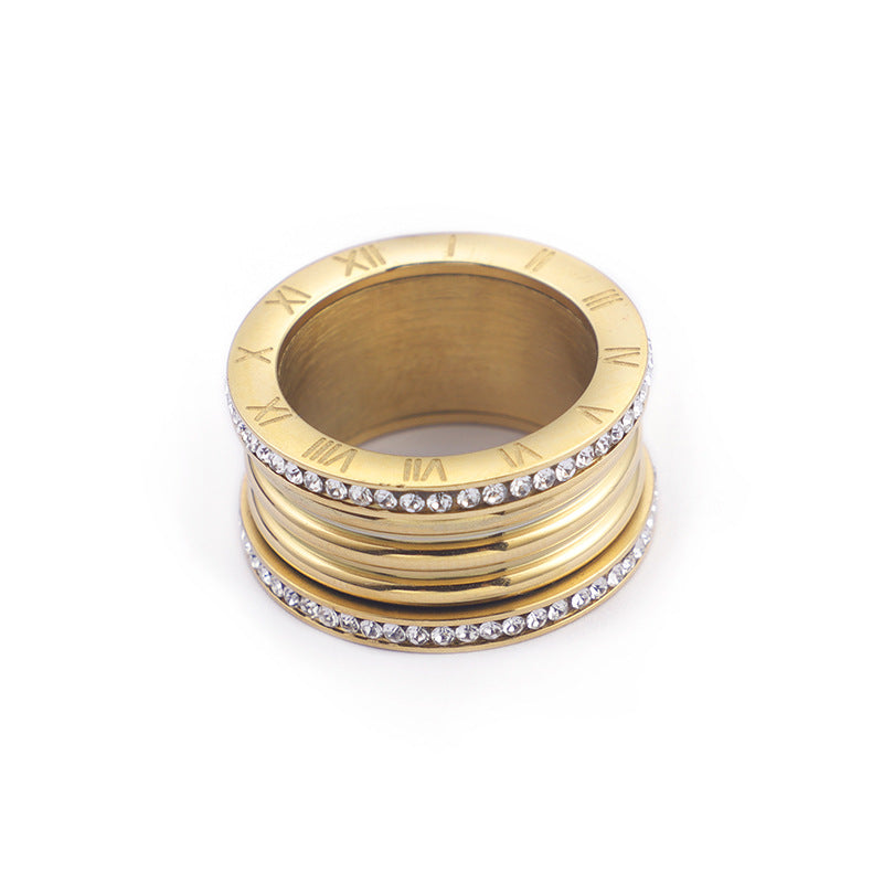 Stainless Steel Roman Numeral Colosseum Ring - HipHatter