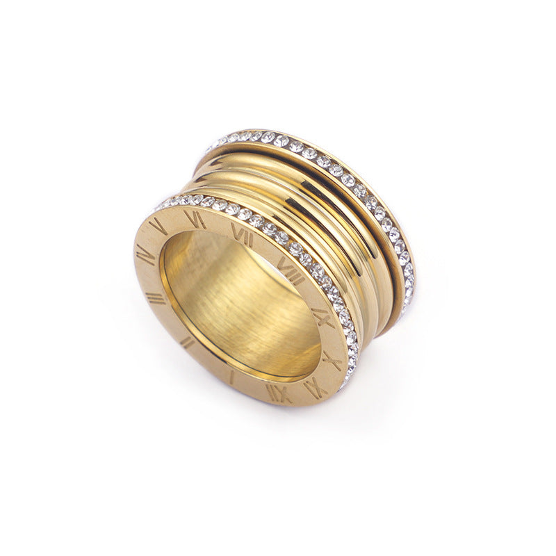 Stainless Steel Roman Numeral Colosseum Ring - HipHatter