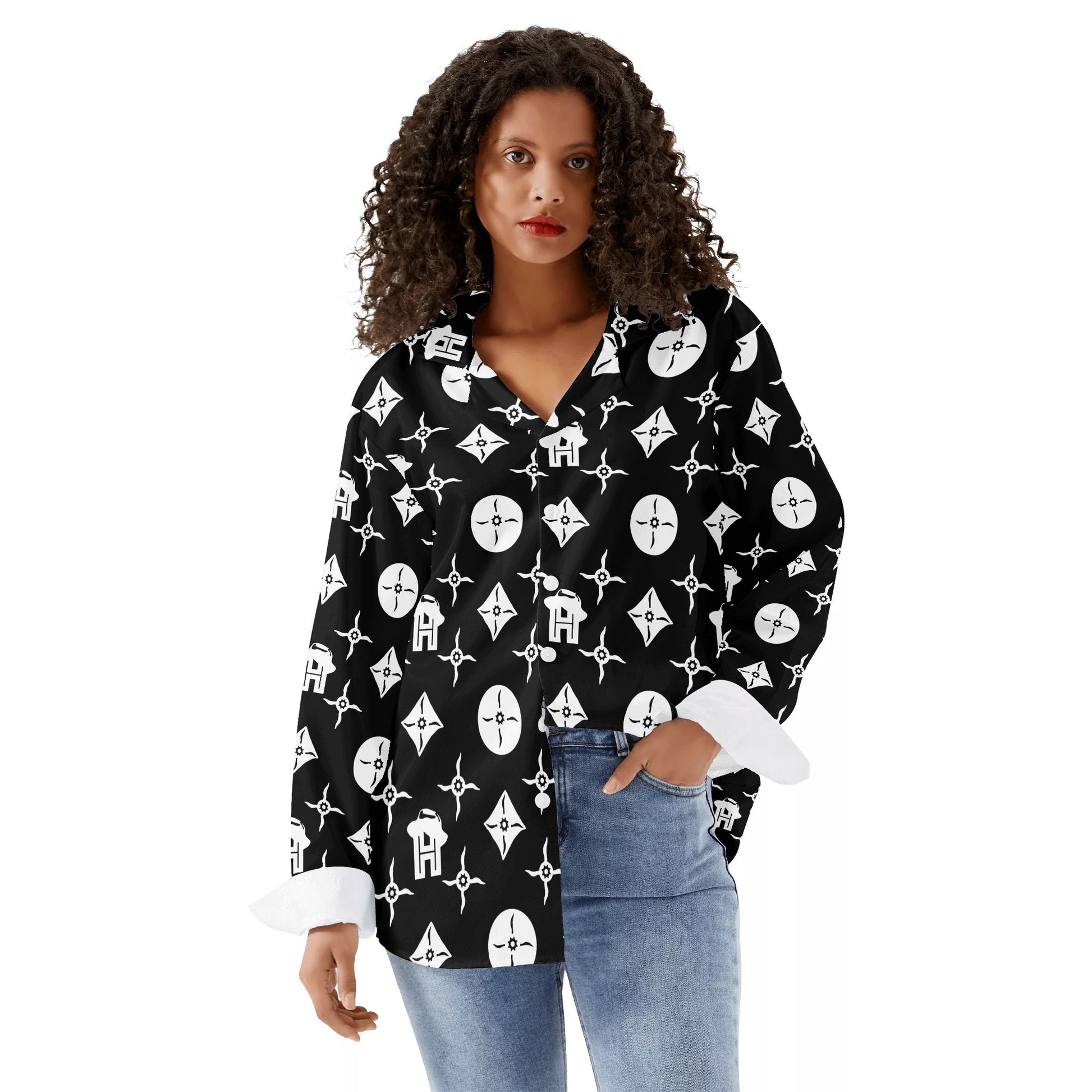 Women's Long Sleeve Button Down Shirt - HipHatter