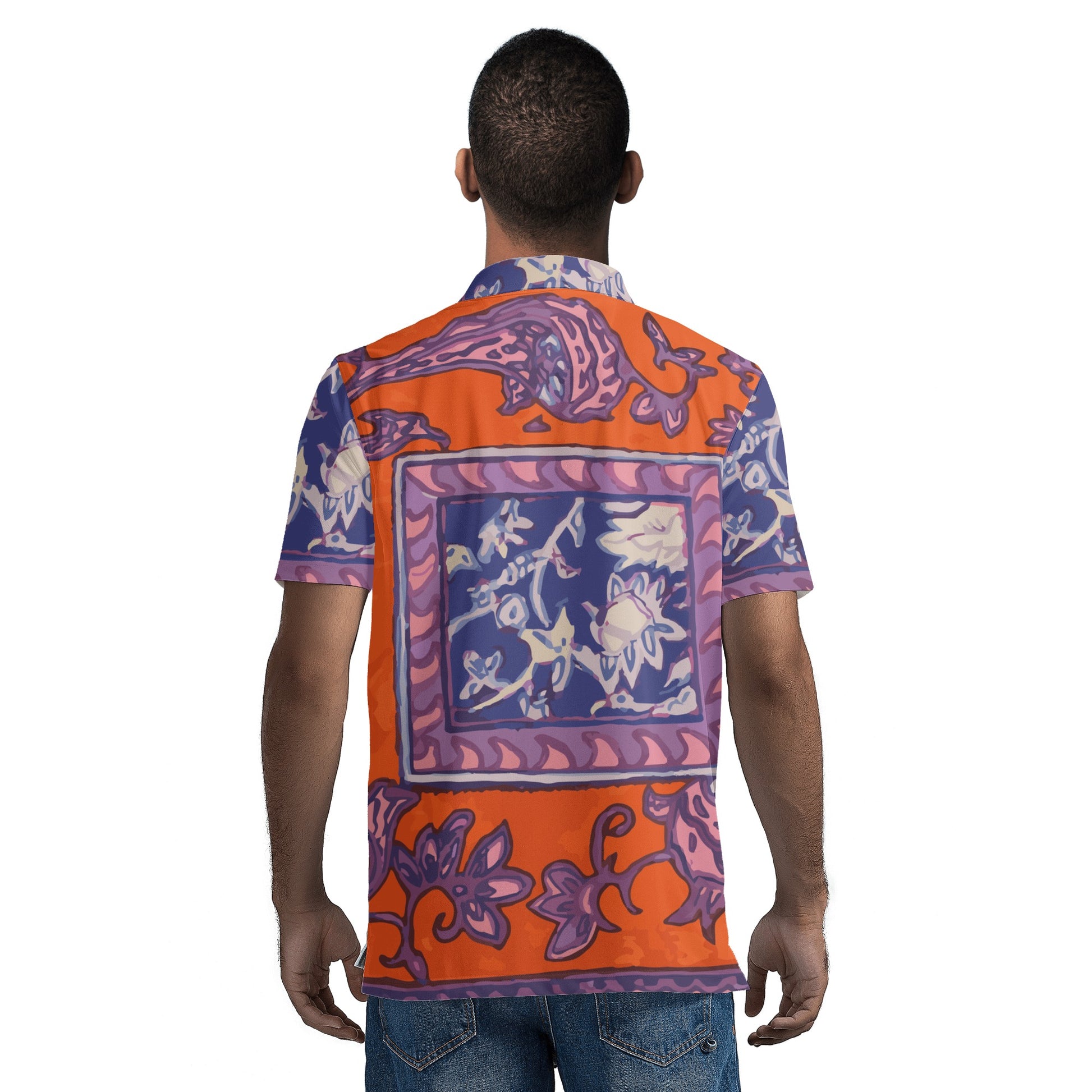 Orange Paisley La Rambla Men's Polo Shirt - HipHatter