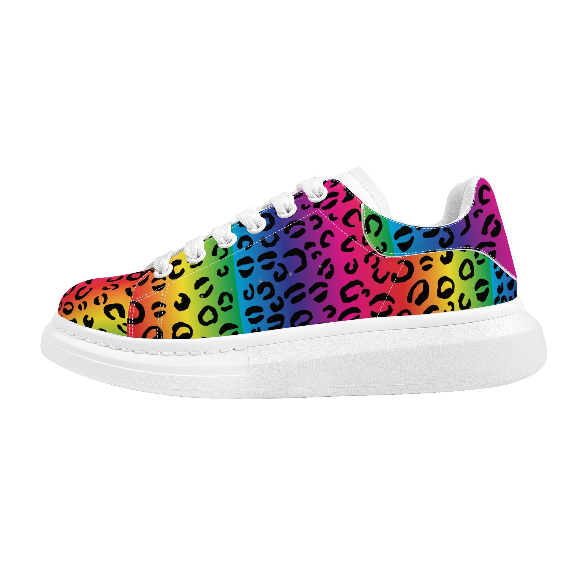Women's Rainbow Leopard Low Top Chunky Shoes - HipHatter
