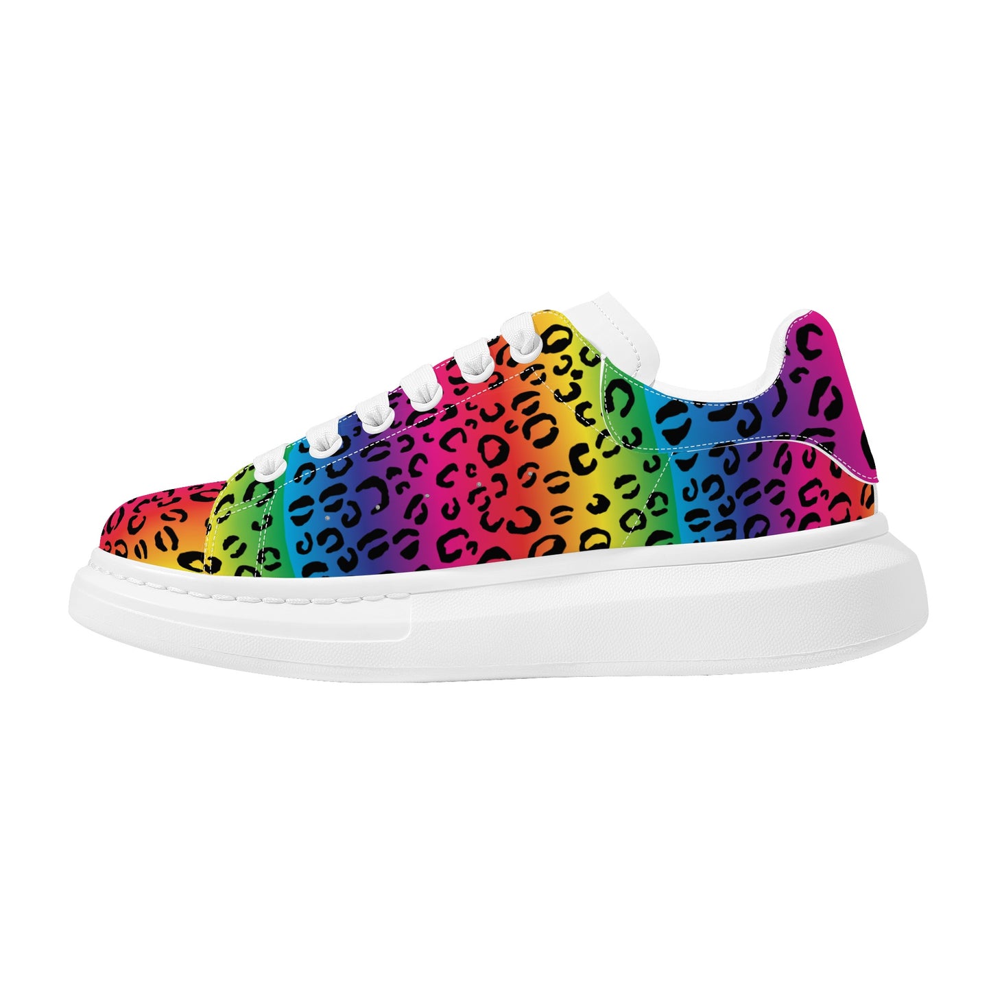 Women's Rainbow Leopard Low Top Chunky Shoes - HipHatter