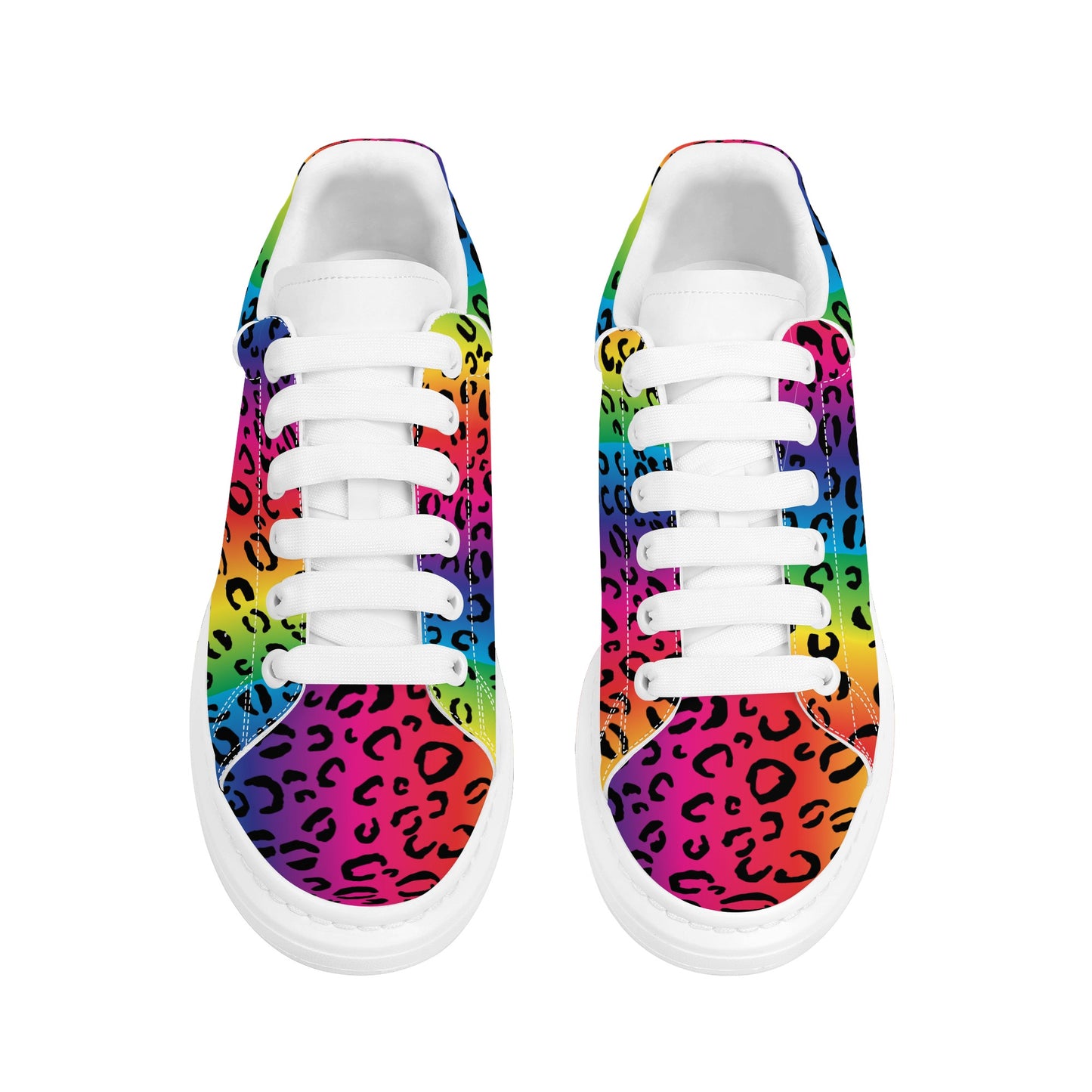 Women's Rainbow Leopard Low Top Chunky Shoes - HipHatter