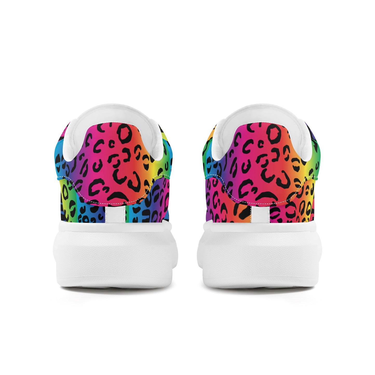 Women's Rainbow Leopard Low Top Chunky Shoes - HipHatter