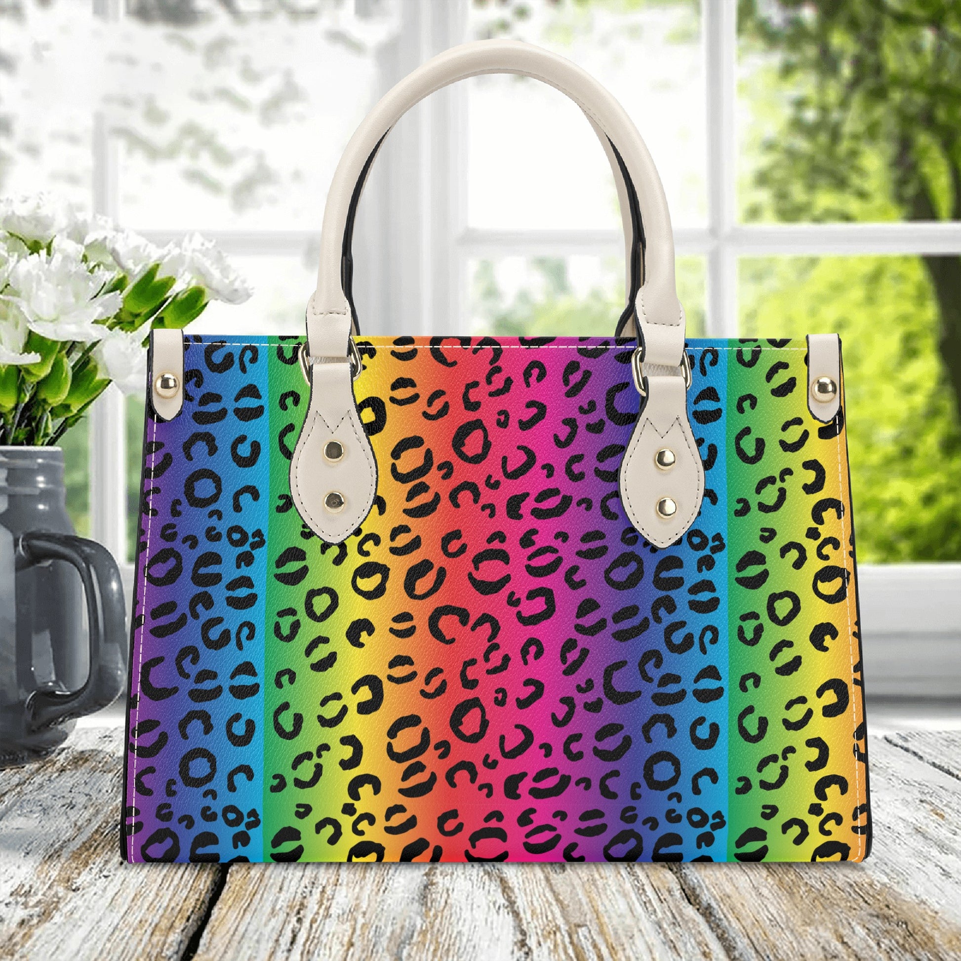 Rainbow Leopard Luxury PU Tote Handbag - HipHatter