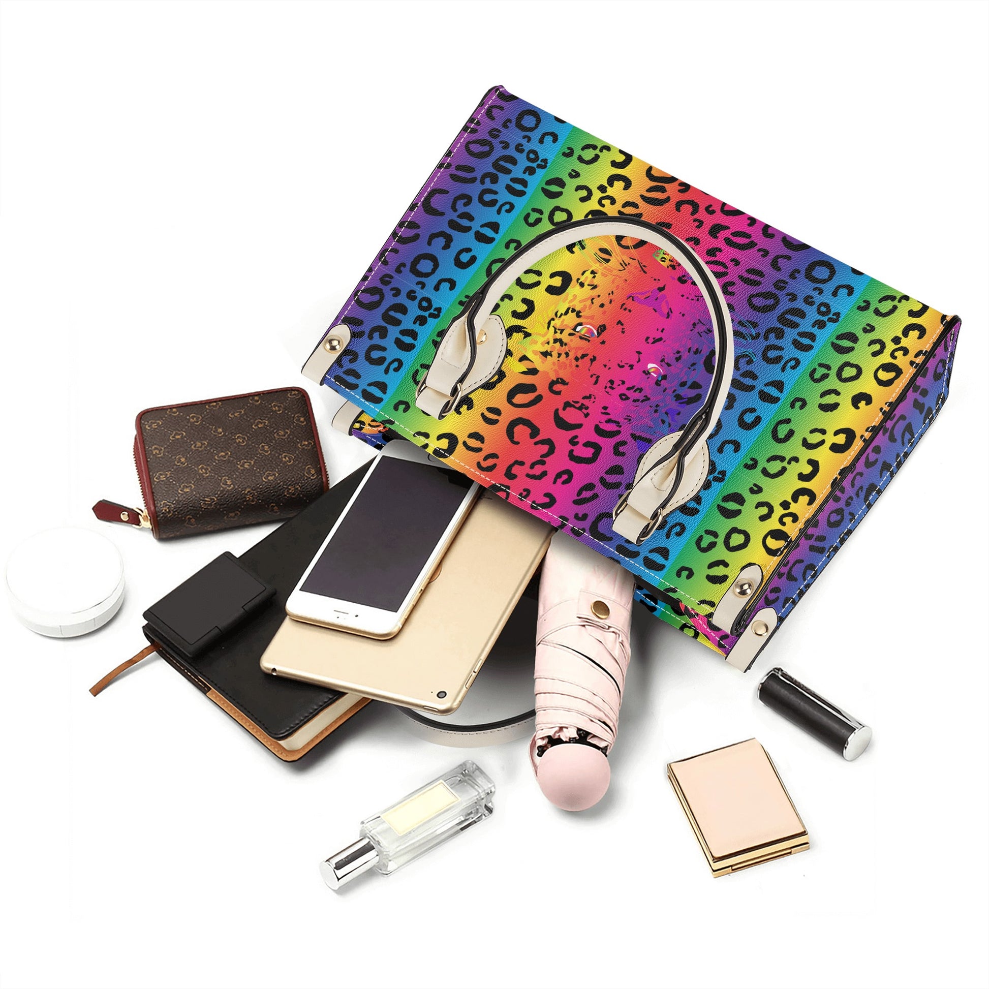 Rainbow Leopard Luxury PU Tote Handbag - HipHatter