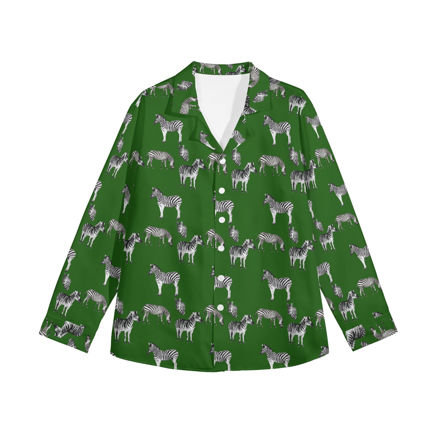 Emerald Green Safari Zebra Women's Long Sleeve Button Down Shirt - HipHatter