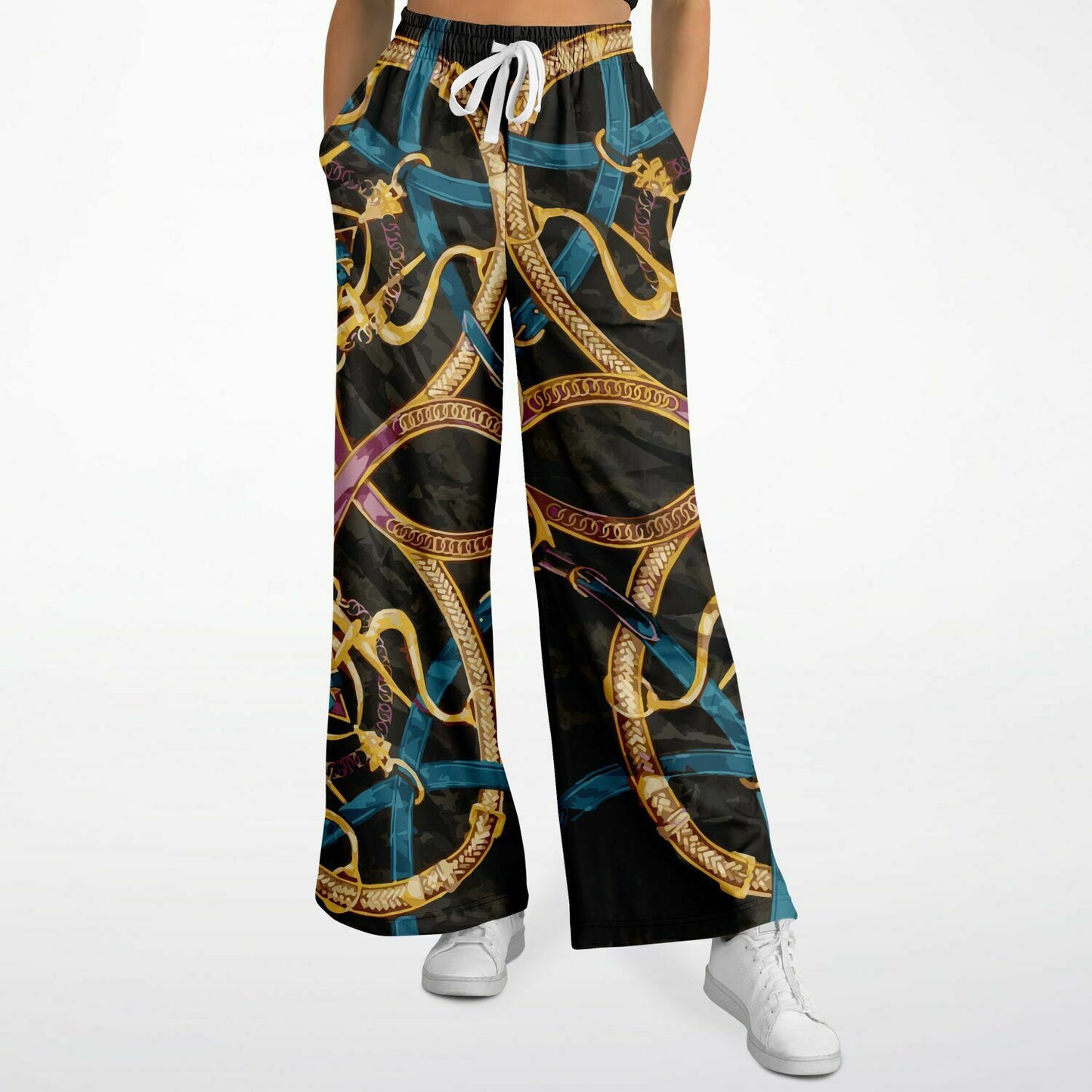 Luxury Pink Scarf Print Flare Trousers - HipHatter