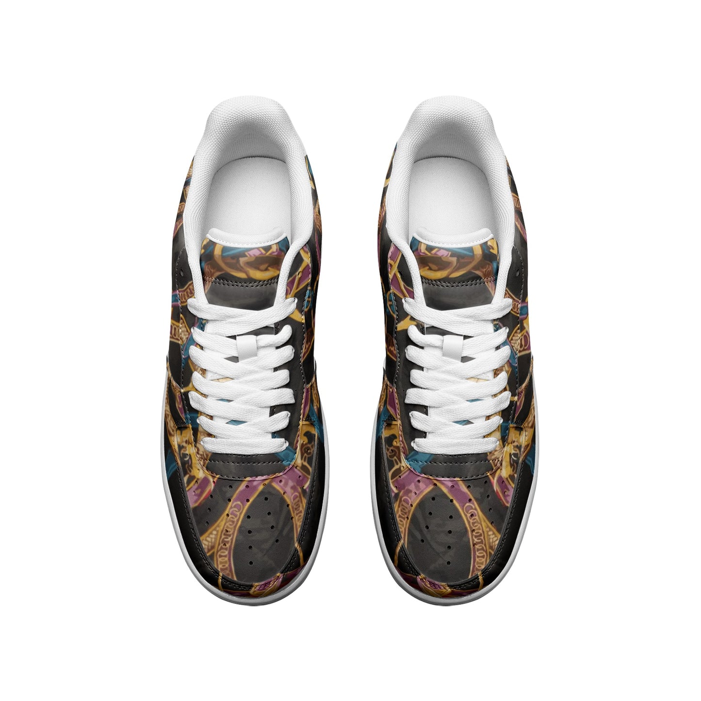 Black Equestrian Unisex Low Top Leather Force Sneakers - HipHatter