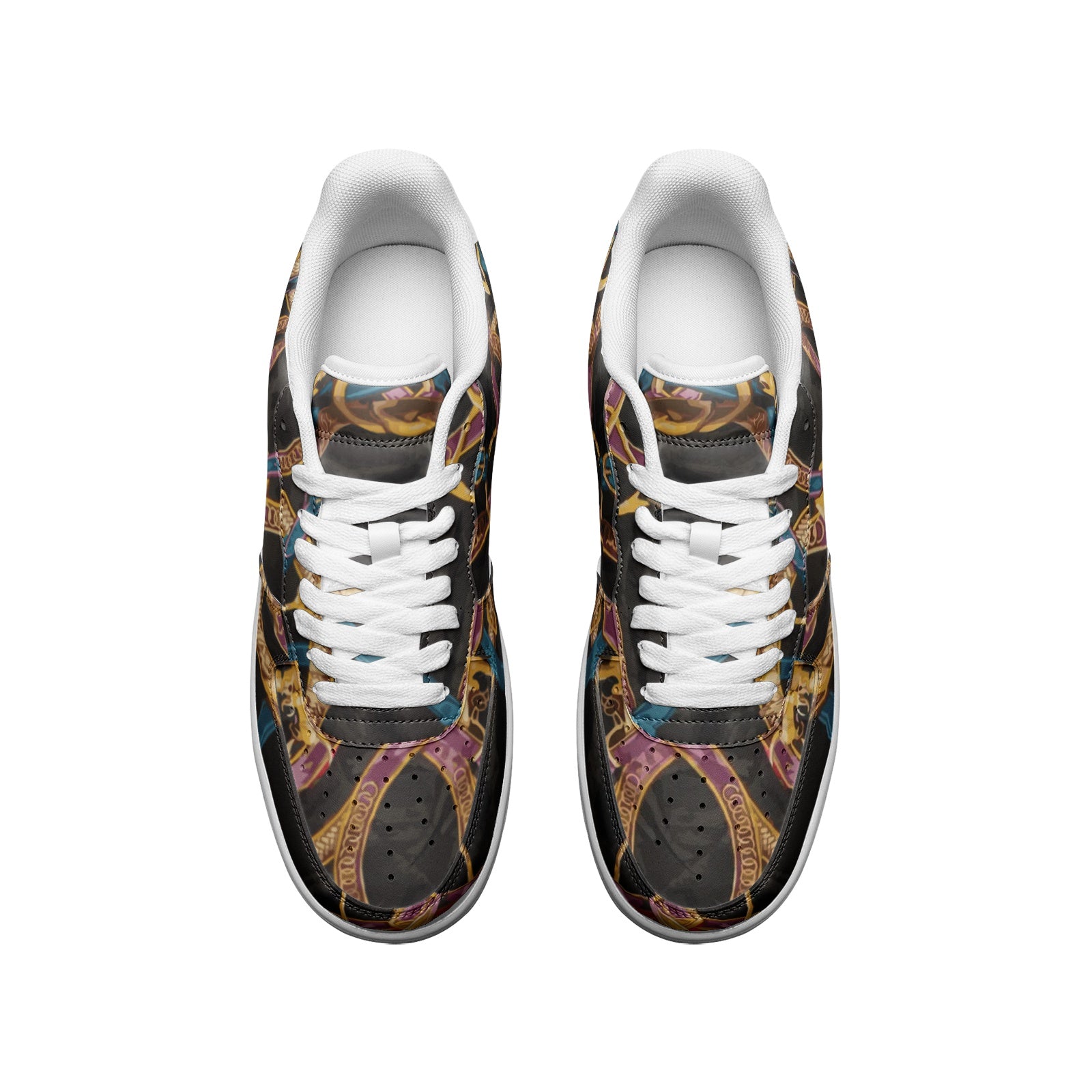Black Equestrian Unisex Low Top Leather Force Sneakers - HipHatter