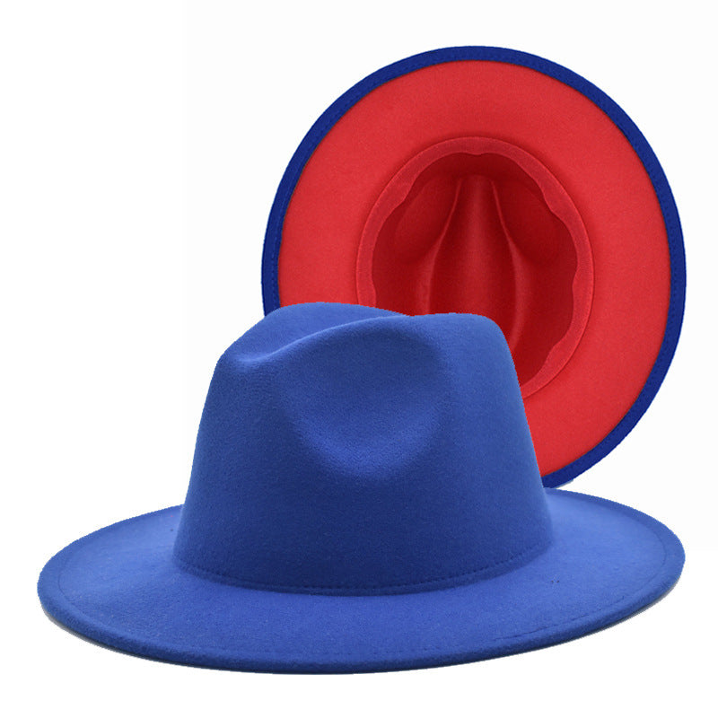 Red Bottom Two Toned Wide Brim Fedora Hat - HipHatter