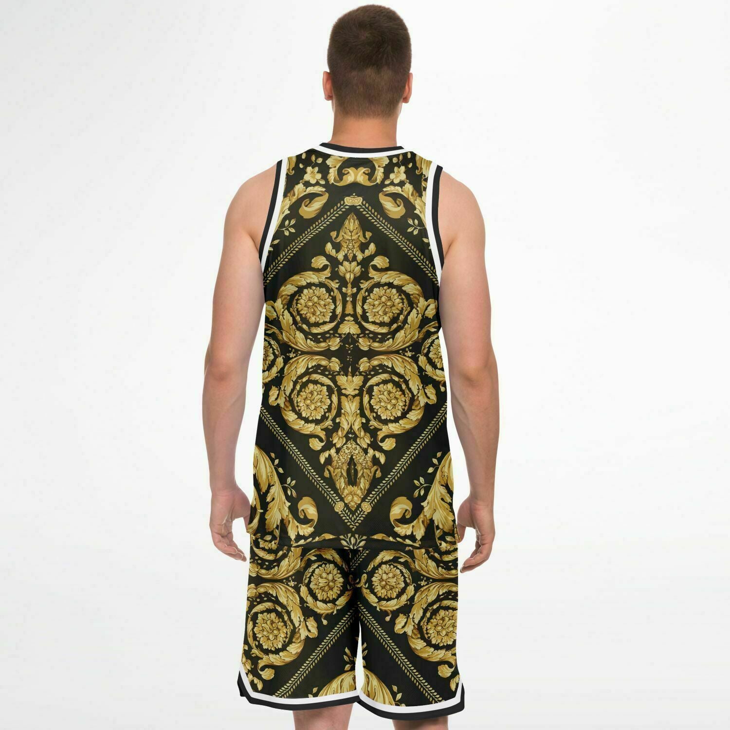 Baroque Print Basketball Set Jersey and Shorts - HipHatter