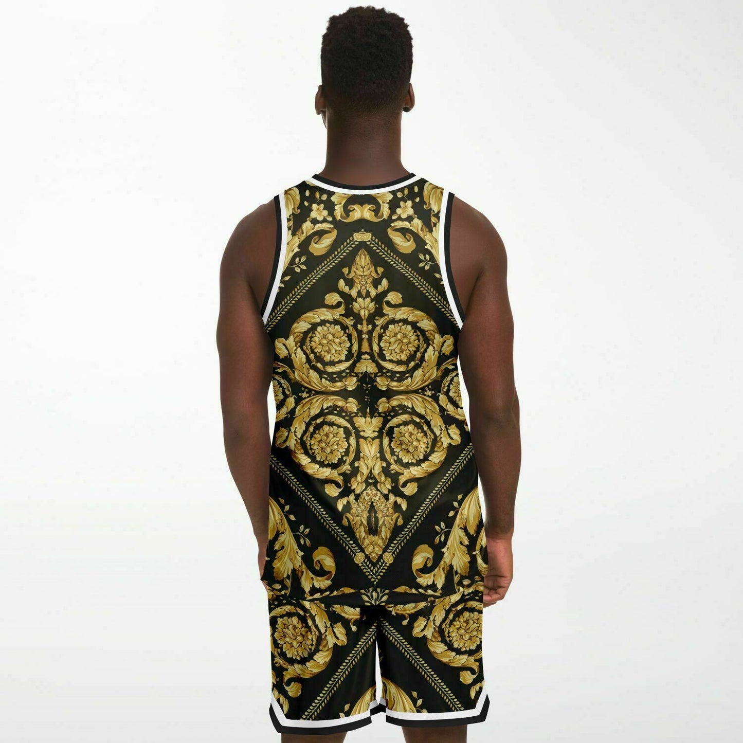 Baroque Print Basketball Set Jersey and Shorts - HipHatter