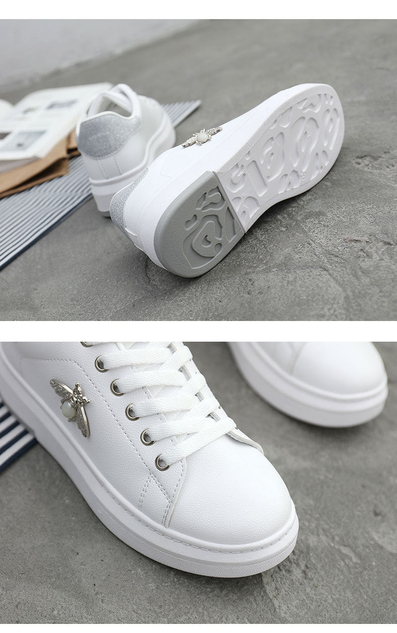Bee Jeweled White Sneakers - HipHatter