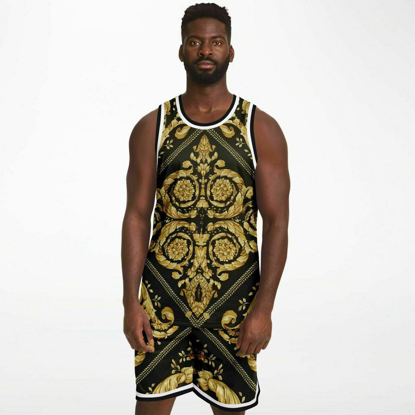 Baroque Print Basketball Set Jersey and Shorts - HipHatter