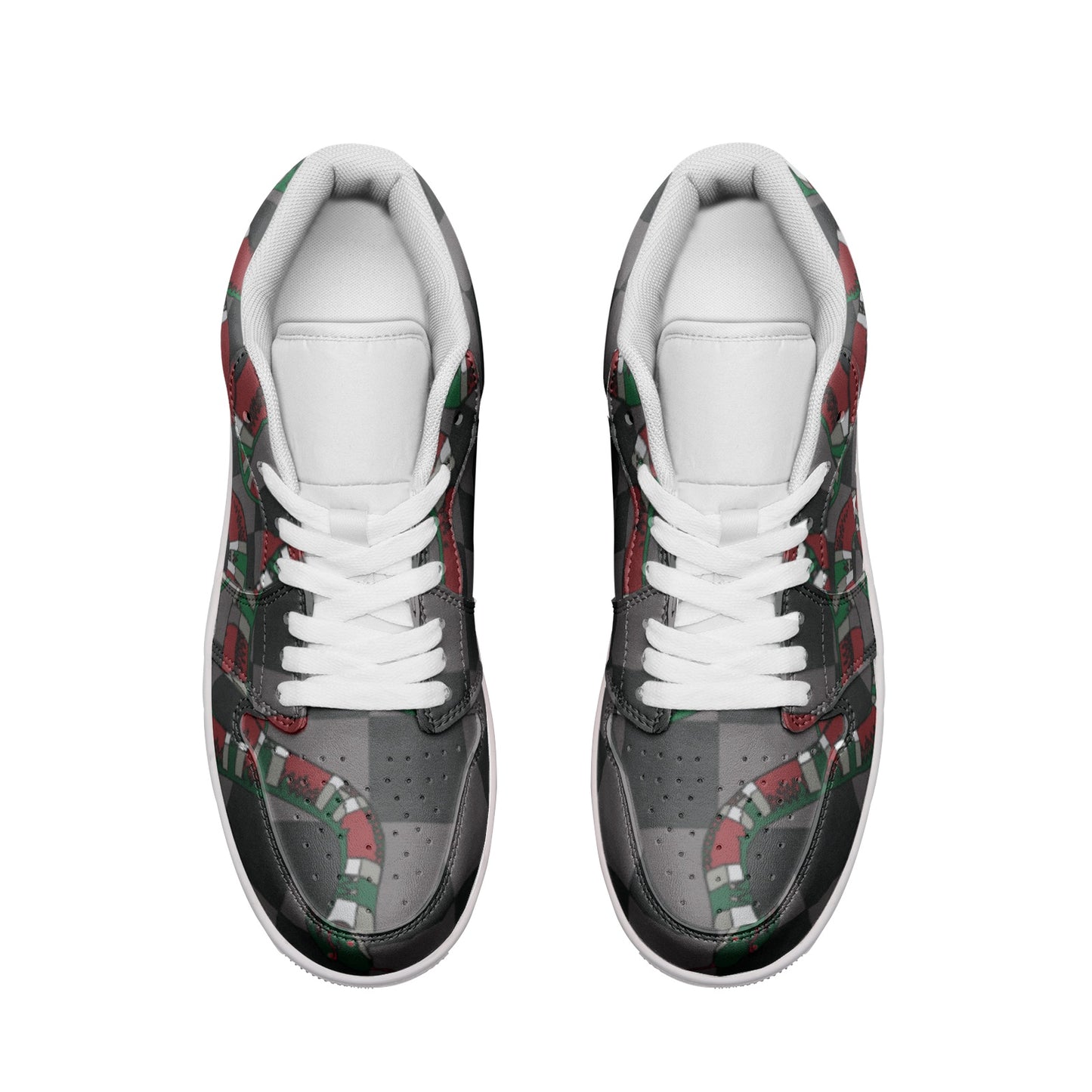 Classic Checkered Designer Snake Low Top Leather Sneakers - HipHatter