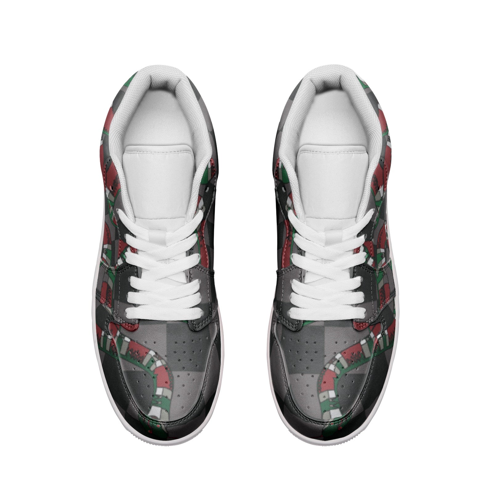 Classic Checkered Designer Snake Low Top Leather Sneakers - HipHatter