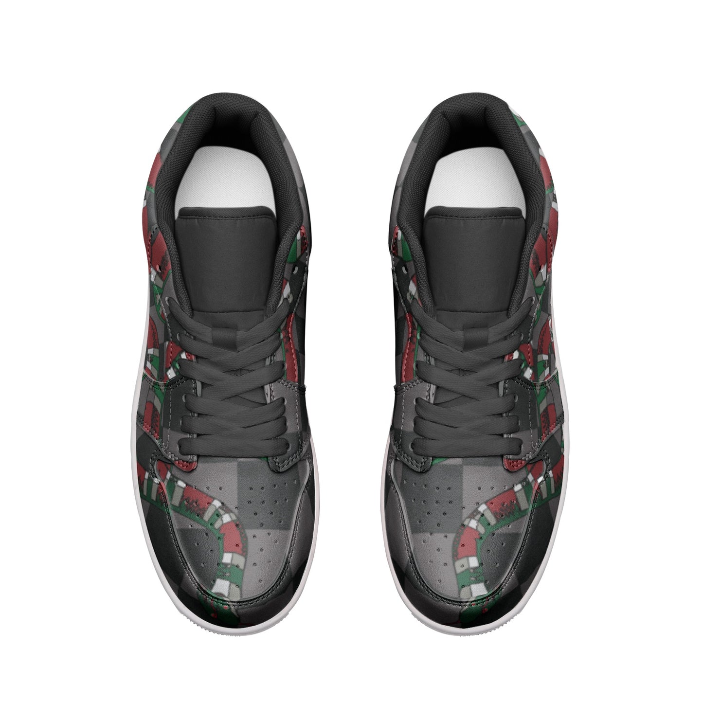Classic Checkered Designer Snake Low Top Leather Sneakers - HipHatter