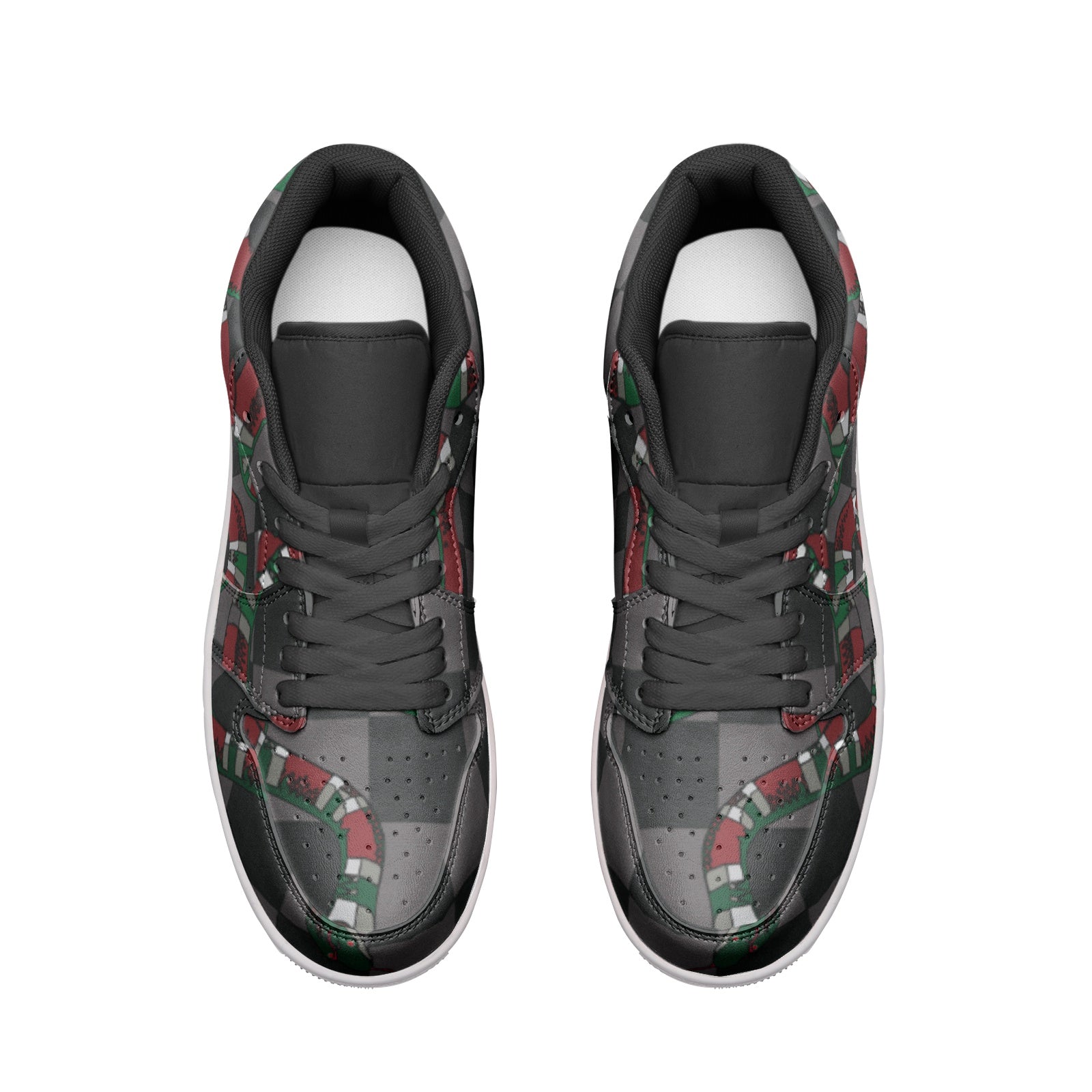 Classic Checkered Designer Snake Low Top Leather Sneakers - HipHatter