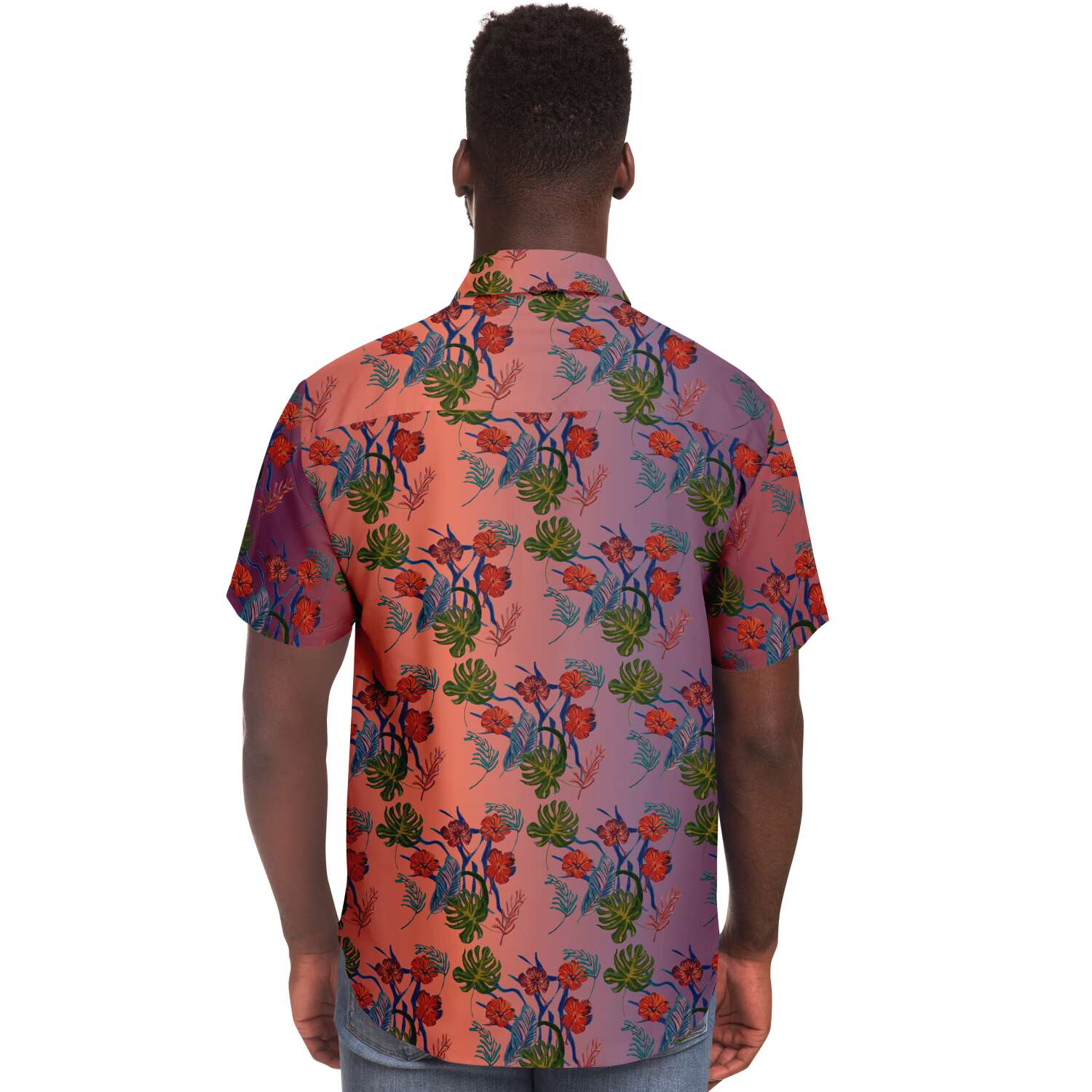 Til Dawn mens purple sky floral short sleeve shirt - HipHatter