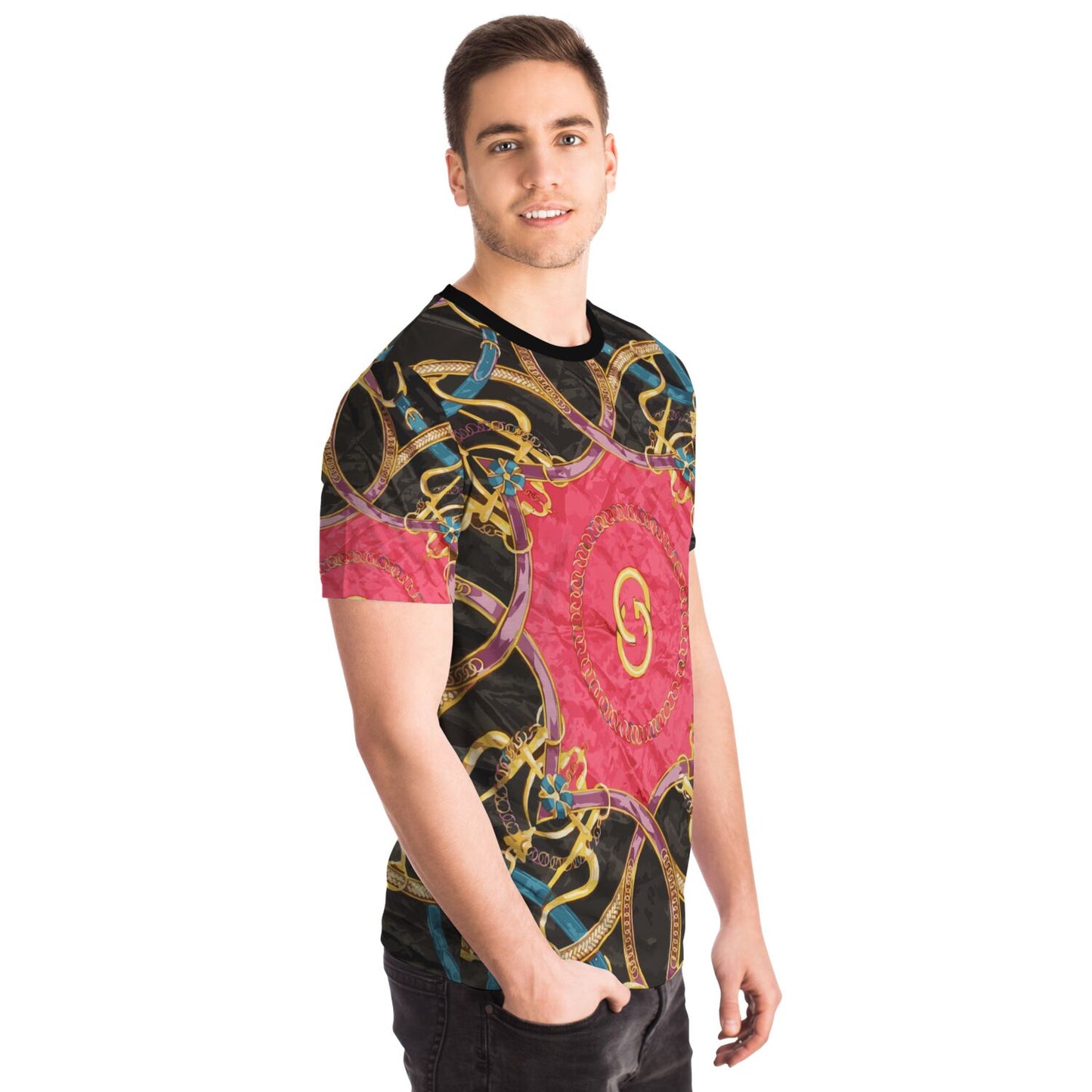 Luxury Pink Scarf Print T Shirt - HipHatter