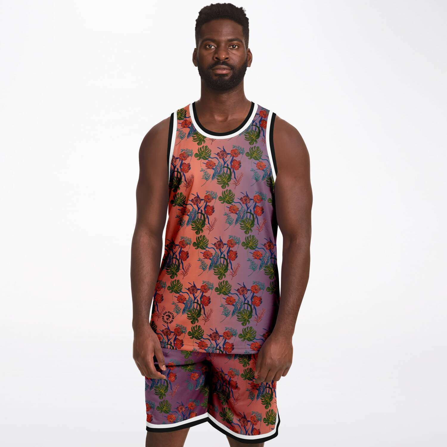 Tropical Floral Print Dawn Basketball Jersey and Shorts Set - HipHatter
