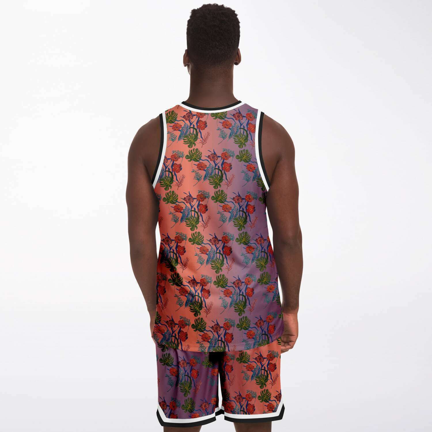 Tropical Floral Print Dawn Basketball Jersey and Shorts Set - HipHatter