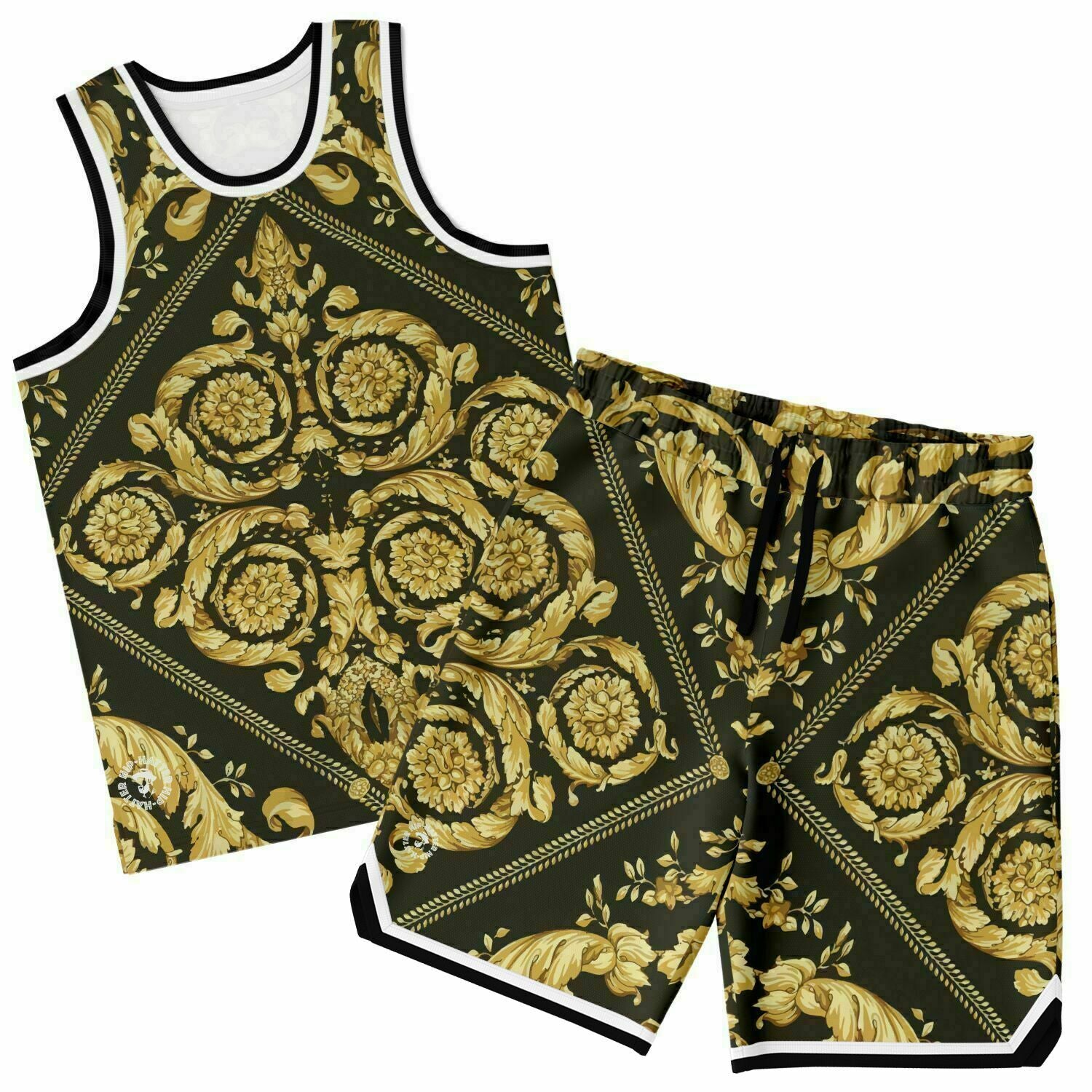 Baroque Print Basketball Set Jersey and Shorts - HipHatter