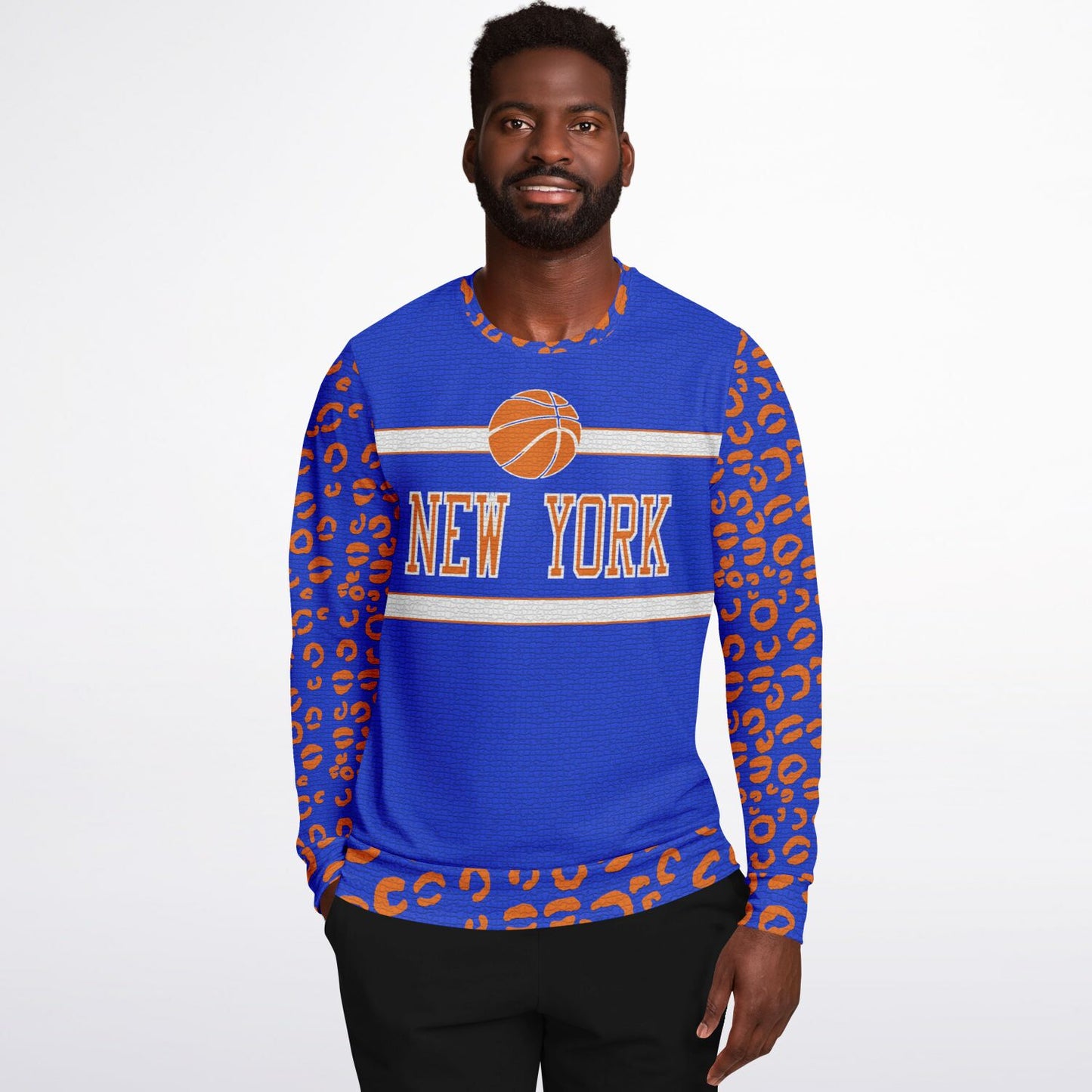 New York Knicks Colour Inspired Mosaic Leopard Print Sweatshirt - HipHatter